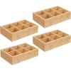 imagemDesign Bamboo Divided Storage Bin Container Drawer Organizer Crate Box for Kitchen Pantry Cabinet Shelf Island Countertop Holds Snacks Spices Drinks Echo Collection NaturalTan6 compartments  Small Pack of 4
