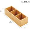 imagemDesign Bamboo Divided Storage Bin Container Drawer Organizer Crate Box for Kitchen Pantry Cabinet Shelf Island Countertop Holds Snacks Spices Drinks Echo Collection NaturalTan3 compartments Pack of 2