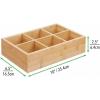 imagemDesign Bamboo Divided Storage Bin Container Drawer Organizer Crate Box for Kitchen Pantry Cabinet Shelf Island Countertop Holds Snacks Spices Drinks Echo Collection NaturalTan6 compartments  Small Pack of 2