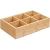 imagemDesign Bamboo Divided Storage Bin Container Drawer Organizer Crate Box for Kitchen Pantry Cabinet Shelf Island Countertop Holds Snacks Spices Drinks Echo Collection NaturalTan6 compartments  Small Pack of 2