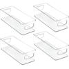 imagemDesign Deep Plastic Kitchen Storage Organizer Container Bin for Pantry Cabinet Cupboard Shelves Fridge or Freezer  Holds Dry Goods Sauces Condiments Drinks Ligne Collection 4 Pack Clear10 x 4 x 3
