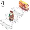 imagemDesign Deep Plastic Kitchen Storage Organizer Container Bin for Pantry Cabinet Cupboard Shelves Fridge or Freezer  Holds Dry Goods Sauces Condiments Drinks Ligne Collection 4 Pack Clear10 x 4 x 3