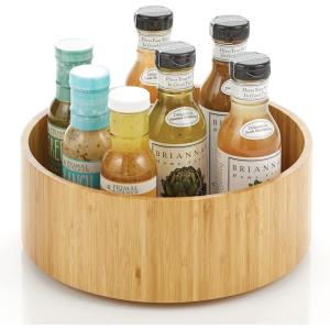 imagemDesign Lazy Susan Turntable Bamboo Spinner for Kitchen Cabinet Pantry Fridge Cupboards or Counter Fully Rotating Organizer for Food Spices or Condiments 115quot Round Echo Collection Natural115 x 42