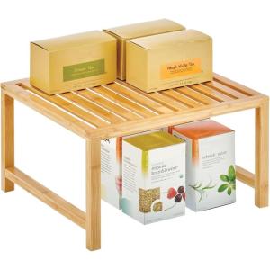 imagemDesign Wooden Stackable Storage Shelf  Food and Kitchen Organizer for Cabinet Pantry Shelves Countertop Cabinet  Echo Collection  Natural BambooPack of 1