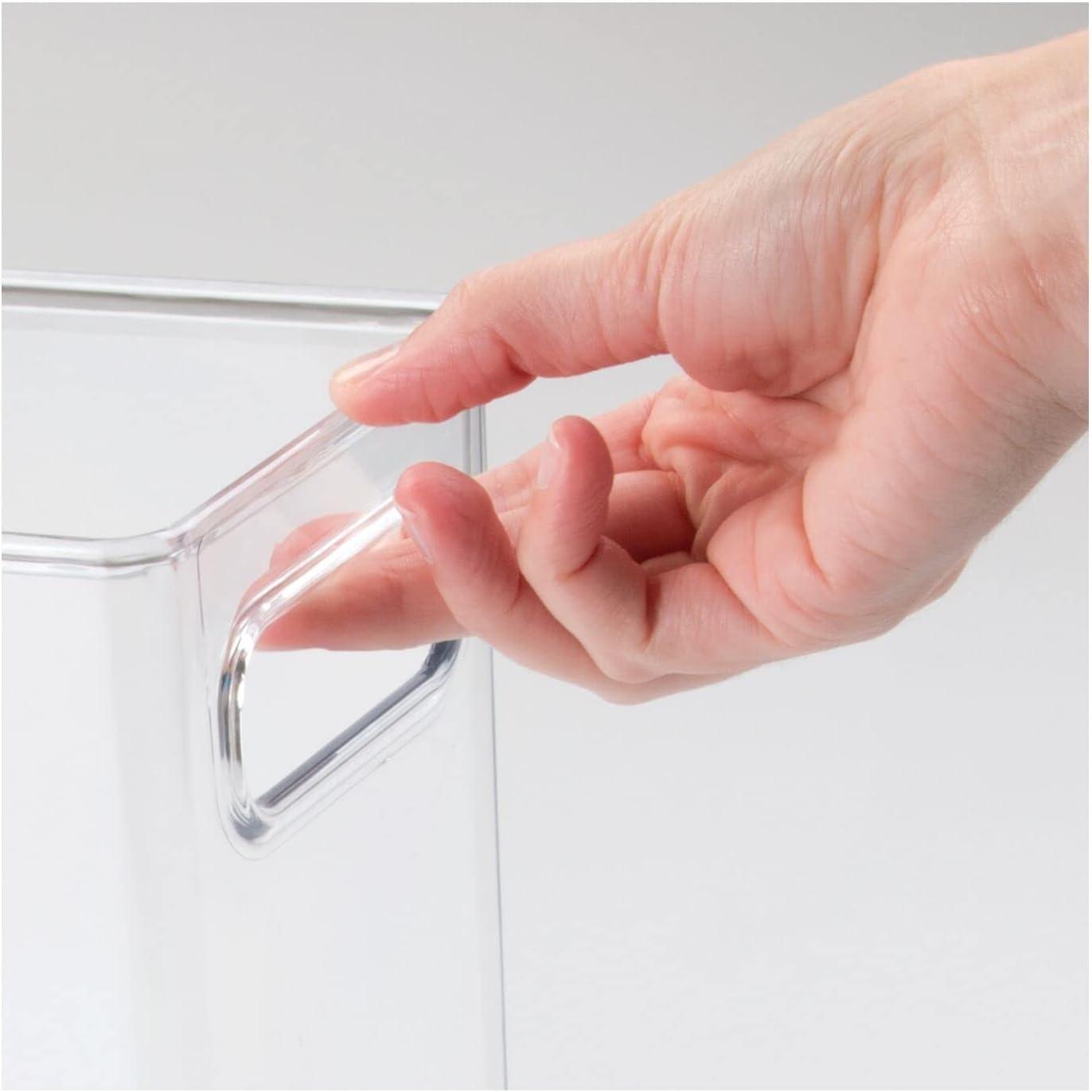 imagemDesign Plastic Tall Food Storage Organization Container Bin with Handles for Kitchen Pantry Cabinet FridgeFreezer Countertop  Organizer for SnacksAppliances Ligne Collection 4 Pack Clear10 x 5 x 8 Pack of 8