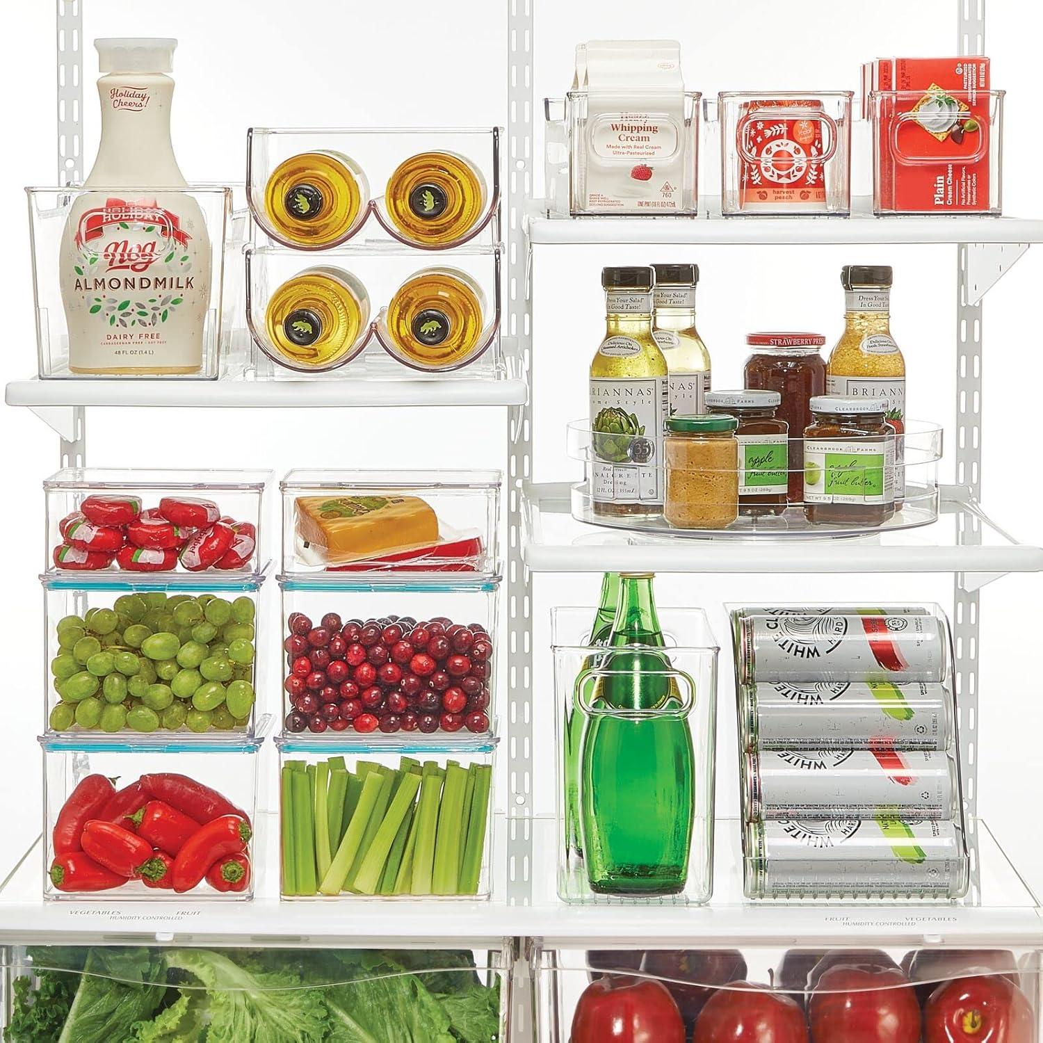 imagemDesign Plastic Tall Food Storage Organization Container Bin with Handles for Kitchen Pantry Cabinet FridgeFreezer Countertop  Organizer for SnacksAppliances Ligne Collection 4 Pack Clear10 x 5 x 8 Pack of 8