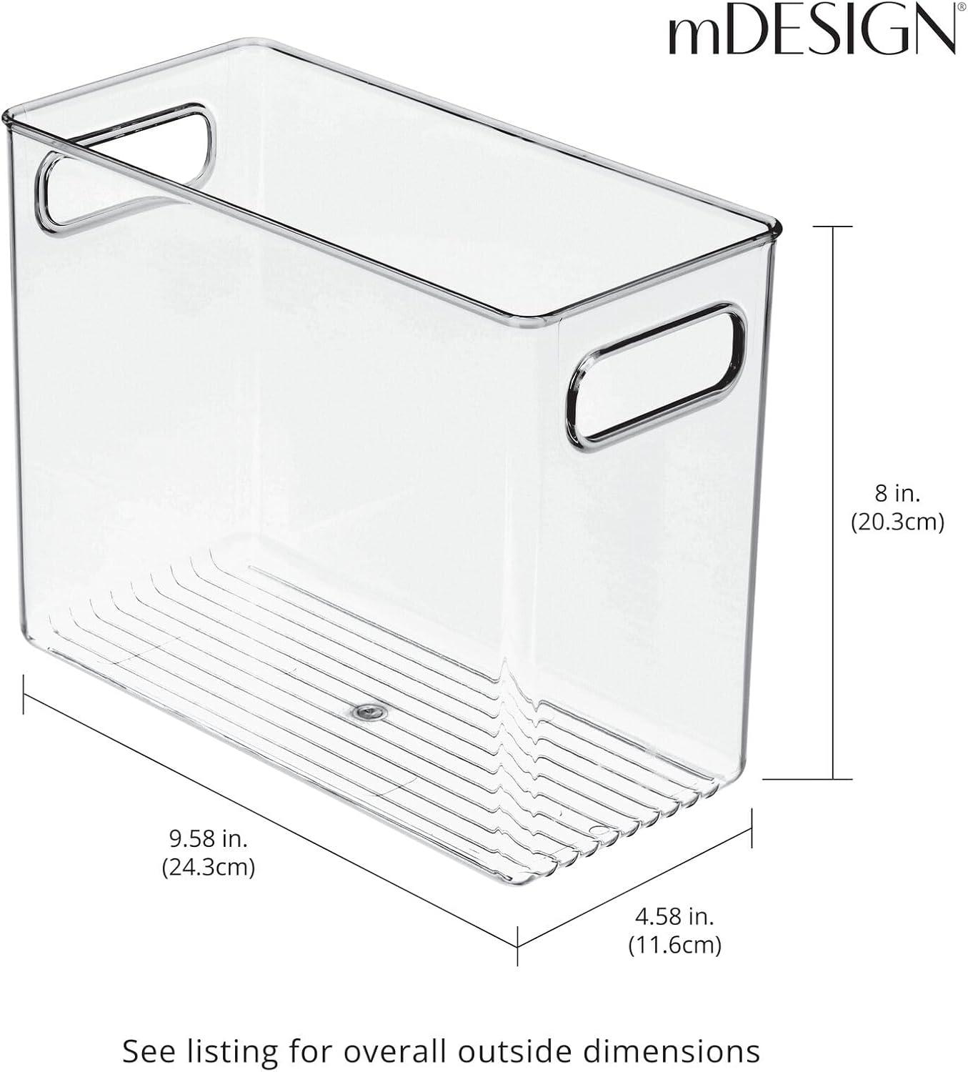 imagemDesign Plastic Tall Food Storage Organization Container Bin with Handles for Kitchen Pantry Cabinet FridgeFreezer Countertop  Organizer for SnacksAppliances Ligne Collection 4 Pack Clear10 x 5 x 8 Pack of 8