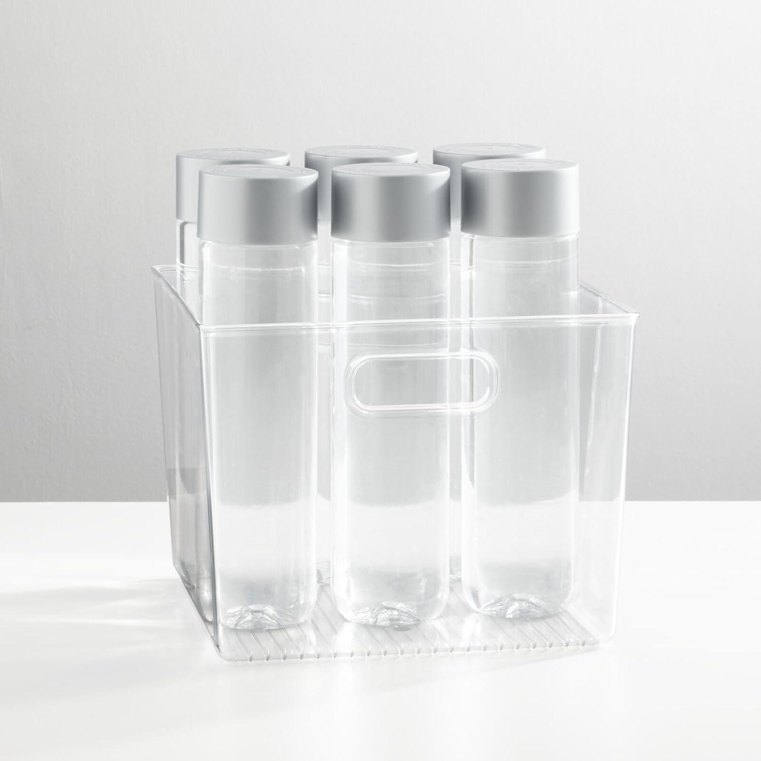 imagemDesign Plastic Tall Food Storage Organization Container Bin with Handles for Kitchen Pantry Cabinet FridgeFreezer Countertop  Organizer for SnacksAppliances Ligne Collection 4 Pack Clear10 x 10 x 8 Pack of 4