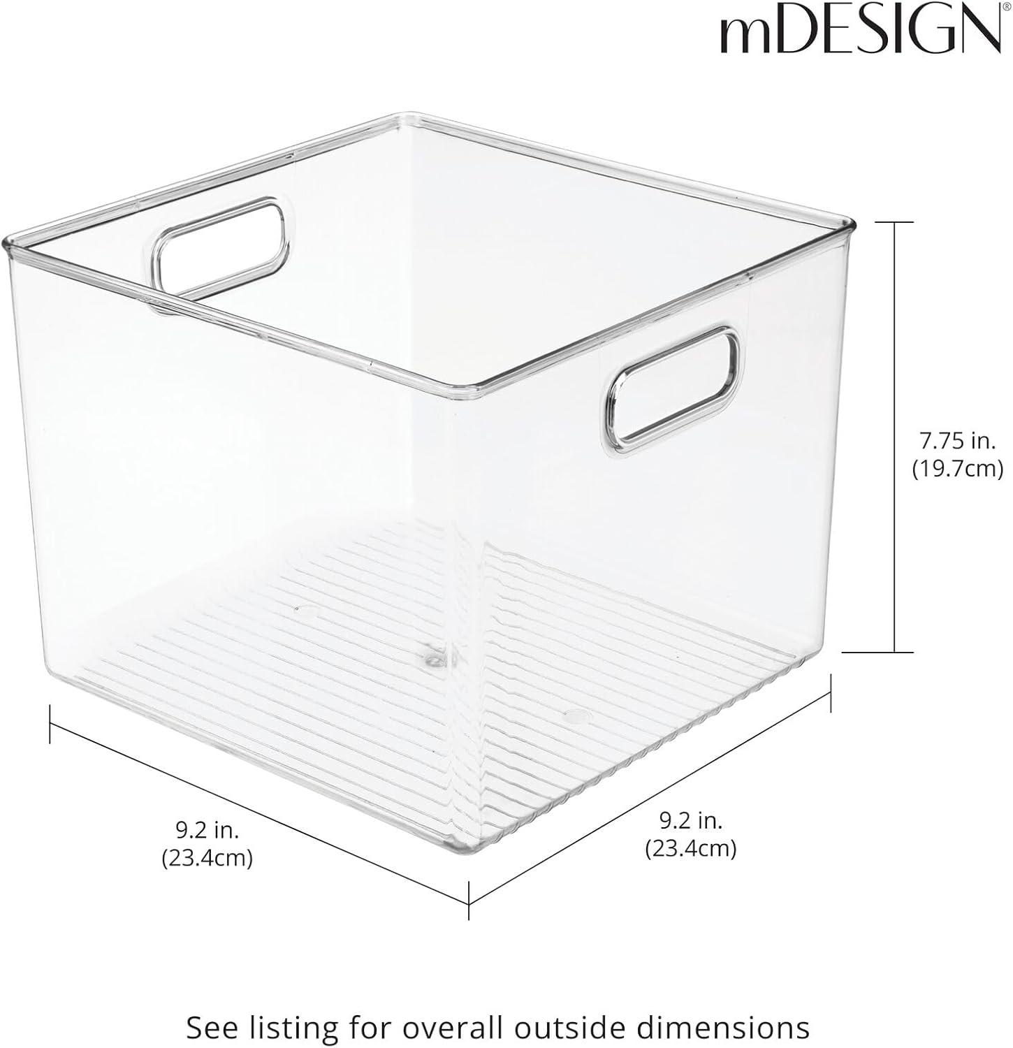 imagemDesign Plastic Tall Food Storage Organization Container Bin with Handles for Kitchen Pantry Cabinet FridgeFreezer Countertop  Organizer for SnacksAppliances Ligne Collection 4 Pack Clear10 x 10 x 8 Pack of 4