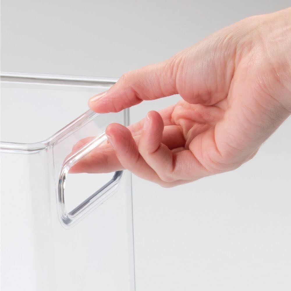 imagemDesign Plastic Tall Food Storage Organization Container Bin with Handles for Kitchen Pantry Cabinet FridgeFreezer Countertop  Organizer for SnacksAppliances Ligne Collection 4 Pack Clear10 x 5 x 8 Pack of 4