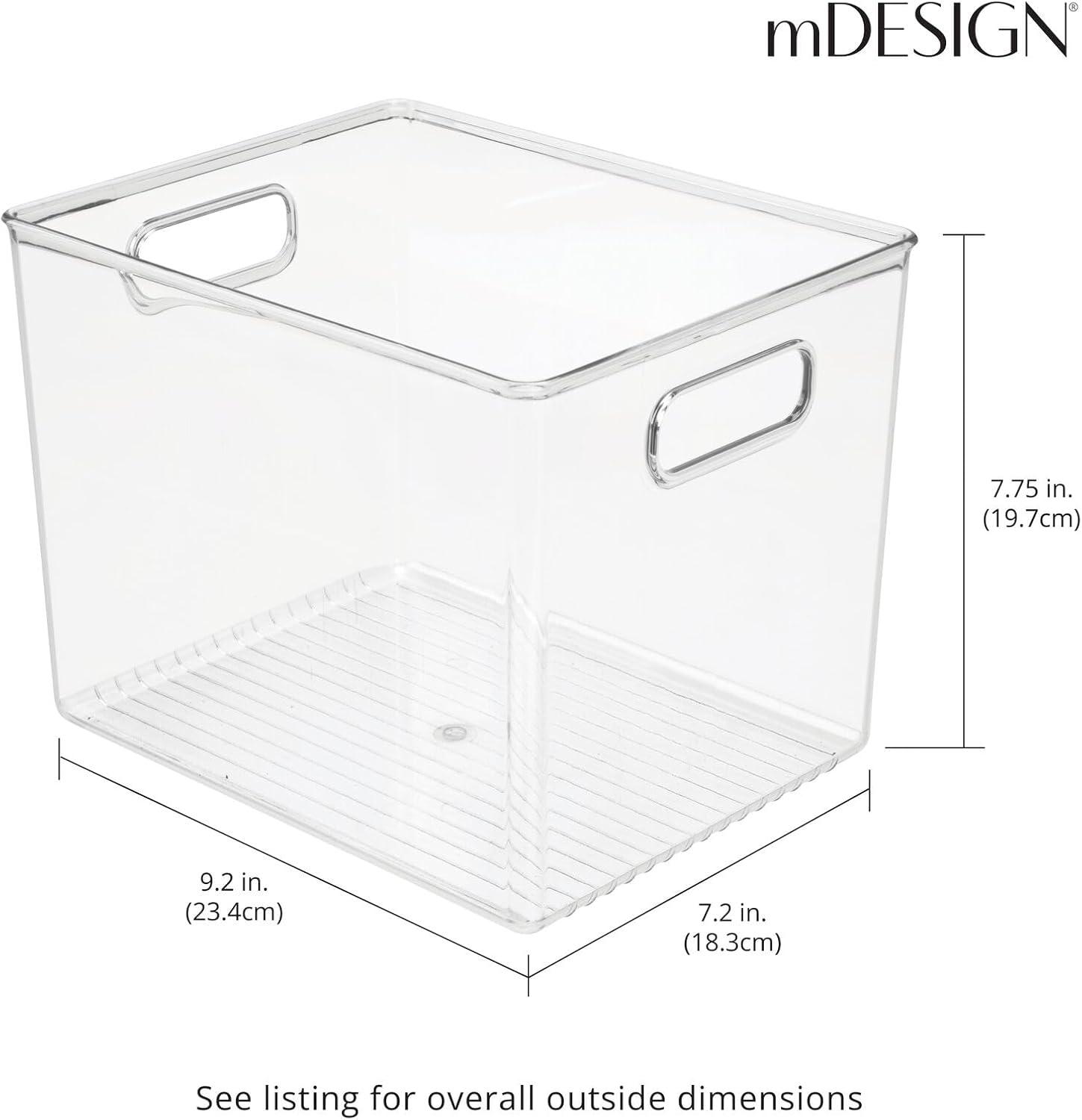 imagemDesign Plastic Tall Food Storage Organization Container Bin with Handles for Kitchen Pantry Cabinet FridgeFreezer Countertop  Organizer for SnacksAppliances Ligne Collection 4 Pack Clear10 x 8 x 8 Pack of 4