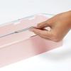 imagemDesign Long Plastic Cosmetic Storage Organizer Box Containers with Hinged Lid for Bedroom Bathroom Vanity Shelf or Cabinet Holds Masks Palettes Lotion or Nail Polish 2 Pack  Light PinkClear