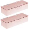 imagemDesign Long Plastic Cosmetic Storage Organizer Box Containers with Hinged Lid for Bedroom Bathroom Vanity Shelf or Cabinet Holds Masks Palettes Lotion or Nail Polish 2 Pack  Light PinkClear
