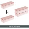imagemDesign Long Plastic Cosmetic Storage Organizer Box Containers with Hinged Lid for Bedroom Bathroom Vanity Shelf or Cabinet Holds Masks Palettes Lotion or Nail Polish 2 Pack  Light PinkClear