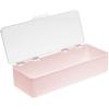 imagemDesign Long Plastic Cosmetic Storage Organizer Box Containers with Hinged Lid for Bedroom Bathroom Vanity Shelf or Cabinet Holds Masks Palettes Lotion or Nail Polish 2 Pack  Light PinkClear