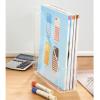 imagemDesign Plastic Slim Vertical File Folder Storage Organizer Bin with Handle  Hold Notebooks Binders Envelopes Magazines for Home Office Work Desktops Ligne Collection Clear