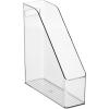 imagemDesign Plastic Slim Vertical File Folder Storage Organizer Bin with Handle  Hold Notebooks Binders Envelopes Magazines for Home Office Work Desktops Ligne Collection Clear