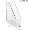 imagemDesign Plastic Slim Vertical File Folder Storage Organizer Bin with Handle  Hold Notebooks Binders Envelopes Magazines for Home Office Work Desktops Ligne Collection Clear