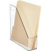 imagemDesign Plastic Slim Vertical File Folder Storage Organizer Bin with Handle  Hold Notebooks Binders Envelopes Magazines for Home Office Work Desktops Ligne Collection Clear