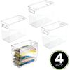 imagemDesign Plastic Tall Food Storage Organization Container Bin with Handles for Kitchen Pantry Cabinet FridgeFreezer Countertop  Organizer for SnacksAppliances Ligne Collection 4 Pack Clear10 x 5 x 8 Pack of 4