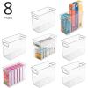 imagemDesign Plastic Tall Food Storage Organization Container Bin with Handles for Kitchen Pantry Cabinet FridgeFreezer Countertop  Organizer for SnacksAppliances Ligne Collection 4 Pack Clear10 x 5 x 8 Pack of 8