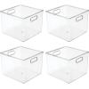 imagemDesign Plastic Tall Food Storage Organization Container Bin with Handles for Kitchen Pantry Cabinet FridgeFreezer Countertop  Organizer for SnacksAppliances Ligne Collection 4 Pack Clear10 x 10 x 8 Pack of 4