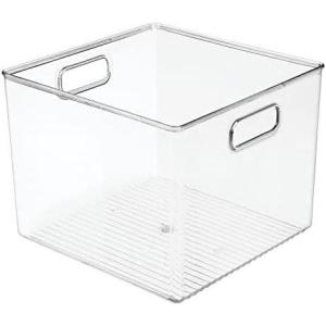 imagemDesign Plastic Tall Food Storage Organization Container Bin with Handles for Kitchen Pantry Cabinet FridgeFreezer Countertop  Organizer for SnacksAppliances Ligne Collection 4 Pack Clear10 x 10 x 8 Pack of 4