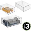 imagemDesign Plastic Closet Organizer Bin wPull Out Drawer  Shallow Stackable Storage for Closet  Organization for Shoes Clothes Bags Totes and Small Linens  Lumiere Collection  ClearMixed Sizes Pack of 3