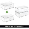 imagemDesign Plastic Closet Organizer Bin wPull Out Drawer  Shallow Stackable Storage for Closet  Organization for Shoes Clothes Bags Totes and Small Linens  Lumiere Collection  Clear16 x 12 x 6 Pack of 1