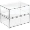 imagemDesign Plastic Closet Organizer Bin wPull Out Drawer  Shallow Stackable Storage for Closet  Organization for Shoes Clothes Bags Totes and Small Linens  Lumiere Collection  Clear16 x 12 x 6 Pack of 2