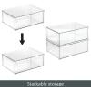 imagemDesign Plastic Closet Organizer Bin wPull Out Drawer  Shallow Stackable Storage for Closet  Organization for Shoes Clothes Bags Totes and Small Linens  Lumiere Collection  Clear16 x 12 x 6 Pack of 2