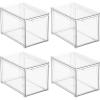 imagemDesign Plastic Closet Organizer Bin wPull Out Drawer  Shallow Stackable Storage for Closet  Organization for Shoes Clothes Bags Totes and Small Linens  Lumiere Collection  Clear8 x 12 x 8 Pack of 4