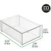 imagemDesign Plastic Closet Organizer Bin wPull Out Drawer  Shallow Stackable Storage for Closet  Organization for Shoes Clothes Bags Totes and Small Linens  Lumiere Collection  ClearMixed Sizes Pack of 3
