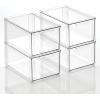 imagemDesign Plastic Closet Organizer Bin wPull Out Drawer  Shallow Stackable Storage for Closet  Organization for Shoes Clothes Bags Totes and Small Linens  Lumiere Collection  Clear8 x 12 x 6 Pack of 4