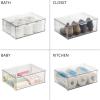 imagemDesign Plastic Closet Organizer Bin wPull Out Drawer  Shallow Stackable Storage for Closet  Organization for Shoes Clothes Bags Totes and Small Linens  Lumiere Collection  Clear16 x 12 x 6 Pack of 2