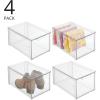 imagemDesign Plastic Closet Organizer Bin wPull Out Drawer  Shallow Stackable Storage for Closet  Organization for Shoes Clothes Bags Totes and Small Linens  Lumiere Collection  Clear8 x 12 x 6 Pack of 4