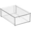 imagemDesign Plastic Closet Organizer Bin wPull Out Drawer  Shallow Stackable Storage for Closet  Organization for Shoes Clothes Bags Totes and Small Linens  Lumiere Collection  Clear8 x 12 x 4 Pack of 1