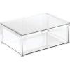 imagemDesign Plastic Closet Organizer Bin wPull Out Drawer  Shallow Stackable Storage for Closet  Organization for Shoes Clothes Bags Totes and Small Linens  Lumiere Collection  Clear16 x 12 x 6 Pack of 1