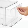 imagemDesign Plastic Closet Organizer Bin wPull Out Drawer  Shallow Stackable Storage for Closet  Organization for Shoes Clothes Bags Totes and Small Linens  Lumiere Collection  Clear8 x 12 x 6 Pack of 4