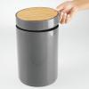 imagemDesign Plastic Round Trash Can Small Wastebasket  Garbage Bin Container with SwingClose Lid  Bathroom Garbage Basket  Holds Waste Recycling  13 Gallon  Basa Collection  Charcoal GrayNaturalNaturalCharcoal Grey