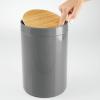 imagemDesign Plastic Round Trash Can Small Wastebasket  Garbage Bin Container with SwingClose Lid  Bathroom Garbage Basket  Holds Waste Recycling  13 Gallon  Basa Collection  Charcoal GrayNaturalNaturalCharcoal Grey