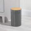 imagemDesign Plastic Round Trash Can Small Wastebasket  Garbage Bin Container with SwingClose Lid  Bathroom Garbage Basket  Holds Waste Recycling  13 Gallon  Basa Collection  Charcoal GrayNaturalNaturalCharcoal Grey