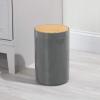 imagemDesign Plastic Round Trash Can Small Wastebasket  Garbage Bin Container with SwingClose Lid  Bathroom Garbage Basket  Holds Waste Recycling  13 Gallon  Basa Collection  Charcoal GrayNaturalNaturalCharcoal Grey