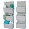 imagemDesign Fabric Hanging Organizers for Over The Door Storage in BedroomHallway Closets 3 Pocket Organizer Caddy with Hooks for Linens Clothing Accessories Lido Collection 2 Pack GrayTeal Blue
