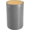 imagemDesign Plastic Round Trash Can Small Wastebasket  Garbage Bin Container with SwingClose Lid  Bathroom Garbage Basket  Holds Waste Recycling  13 Gallon  Basa Collection  Charcoal GrayNaturalNaturalCharcoal Grey