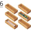 imagemDesign Wooden Bamboo Office Drawer Organizer Box Tray Stackable Storage for Drawers Cabinets Shelves Cubby or Desktop Hold Pens Pencils Supplies Echo Collection 6 Pack Natural Wood Finish1