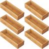 imagemDesign Wooden Bamboo Office Drawer Organizer Box Tray Stackable Storage for Drawers Cabinets Shelves Cubby or Desktop Hold Pens Pencils Supplies Echo Collection 6 Pack Natural Wood Finish1