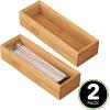 imagemDesign Wooden Bamboo Office Drawer Organizer Box Tray Stackable Storage for Drawers Cabinets Shelves Cubby or Desktop Hold Pens Pencils Supplies Echo Collection 6 Pack Natural Wood Finish2