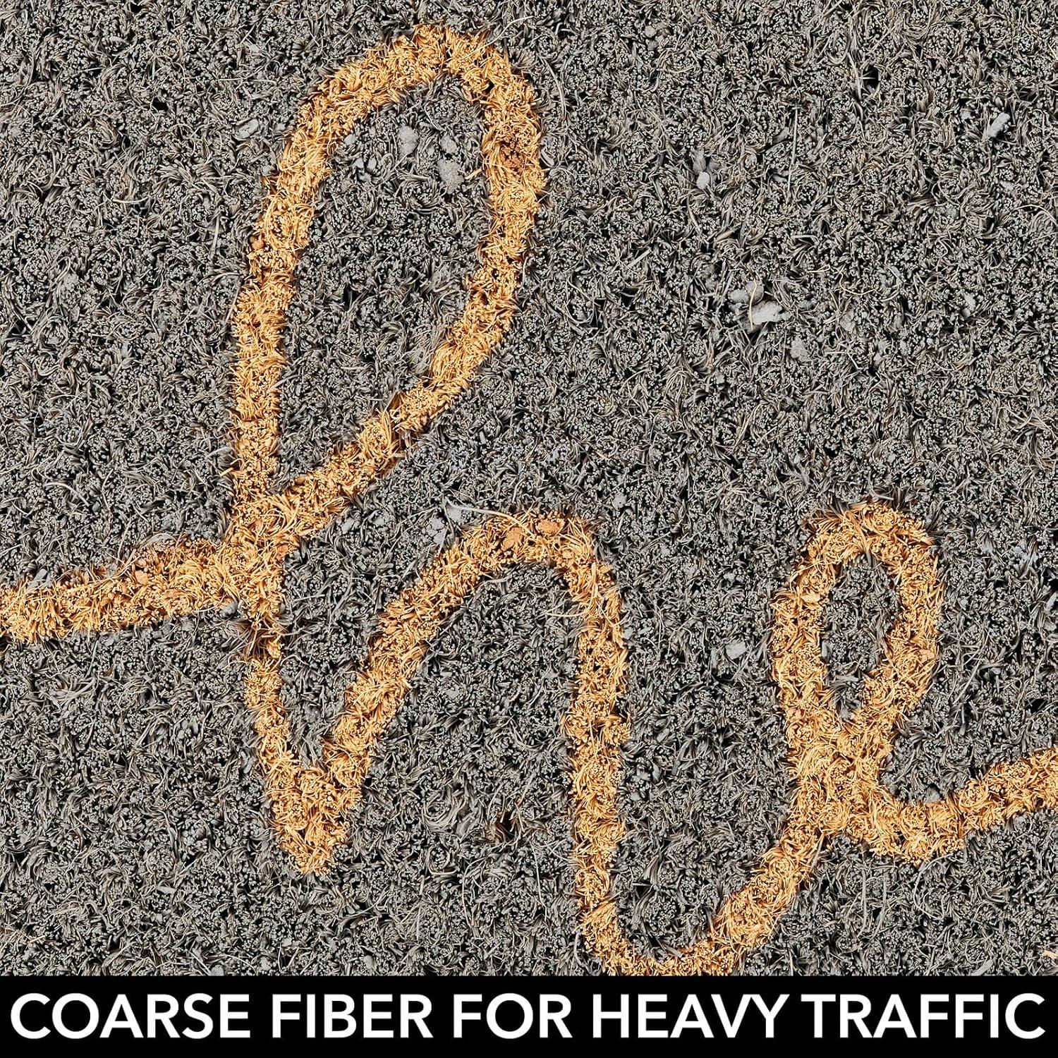 imagemDesign Rectangular Coir and Rubber Entryway Welcome Doormat with Natural Fibers for Indoor or Outdoor Use  Decorative Tree Design  Minimalistic Design  BlackWhiteGrey Line Cursive Hello