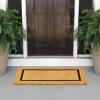 imagemDesign Rectangular Coir and Rubber Entryway Doormat with Natural Fibers for Indoor or Outdoor Use  Neutral Design  Stripe Border  Minimalistic NaturalBlackNatural Border